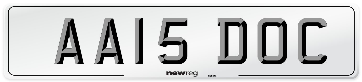 AA15 DOC Number Plate from New Reg